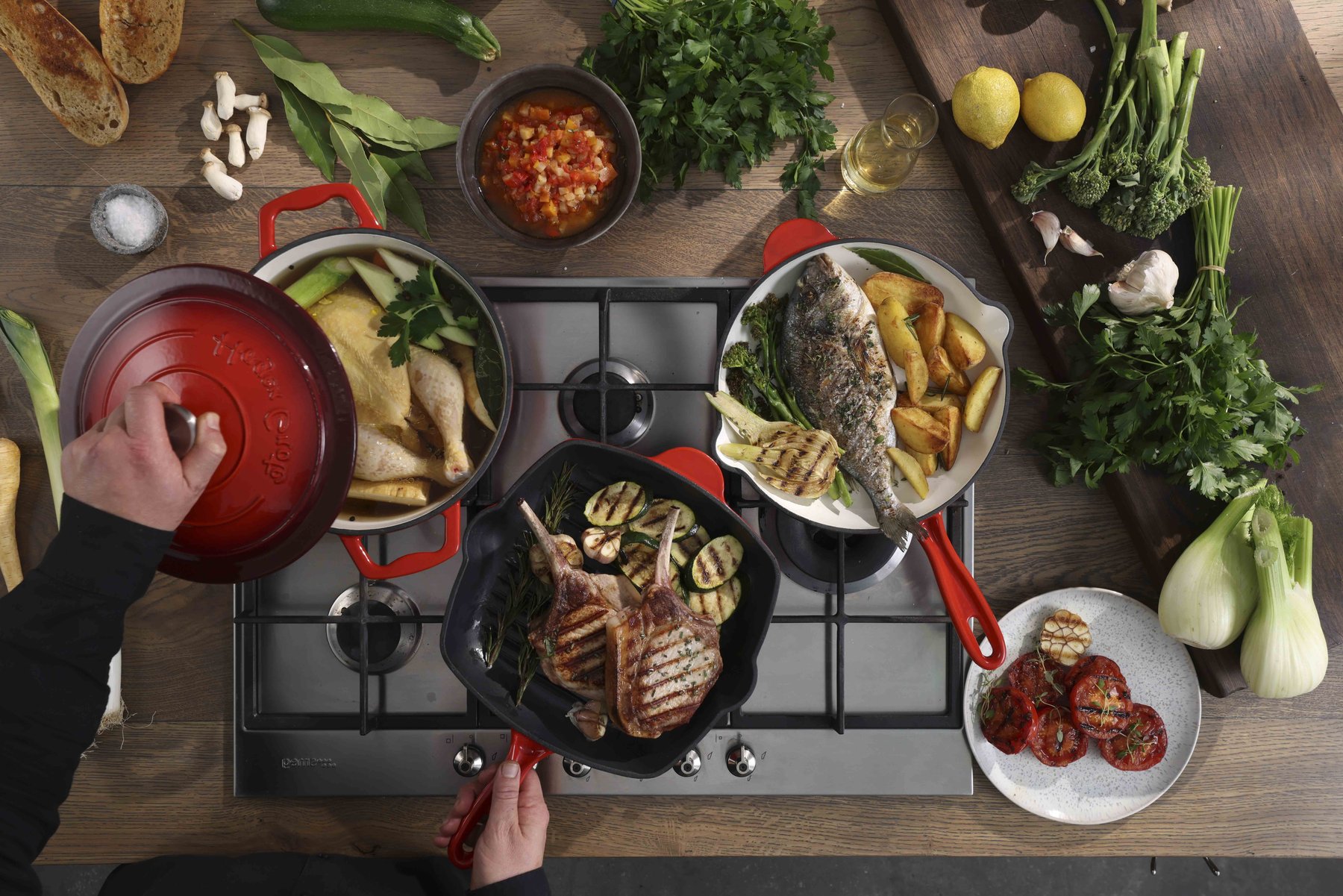 Draufsicht beim Kochen mit hochwertigem Hagen Grote Equipment